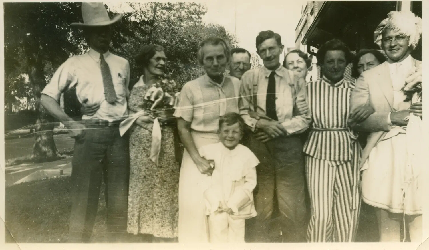 Margaroli Family Group Portrait, Outdoor Gathering, c. 1930s-1940s