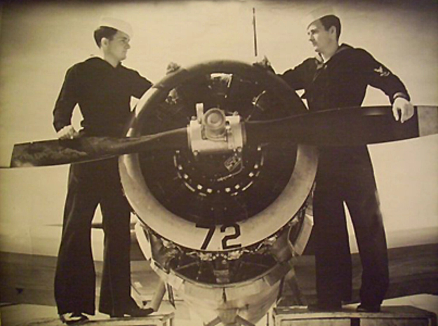 U.S. Navy Sailors with Radial Engine Aircraft, NAS Pensacola, April 1949