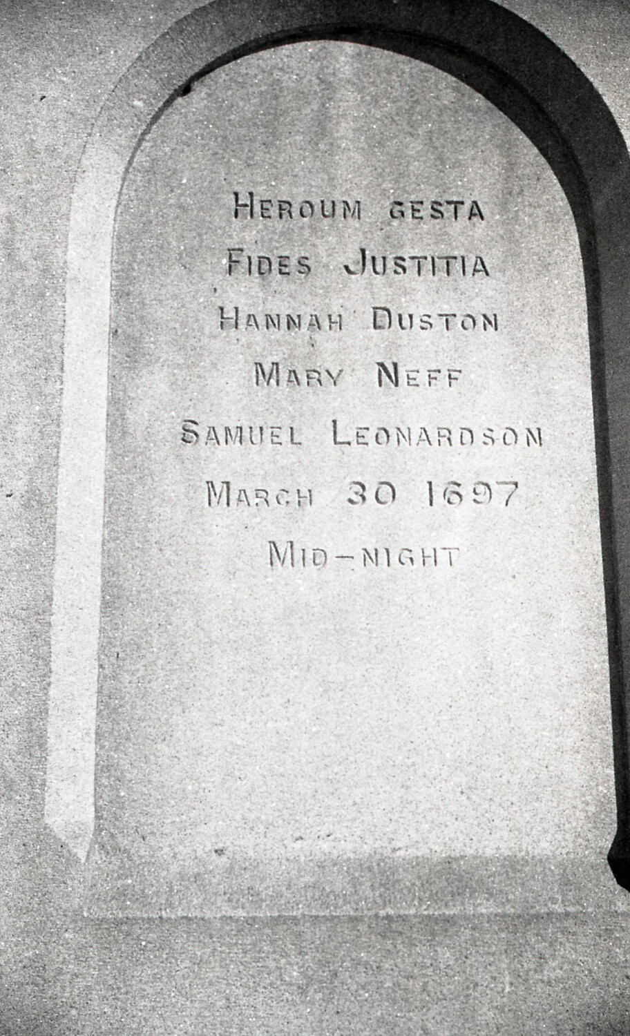 Inscription Panel of the Hannah Duston Memorial, Colonial Captivity Narrative Monument
