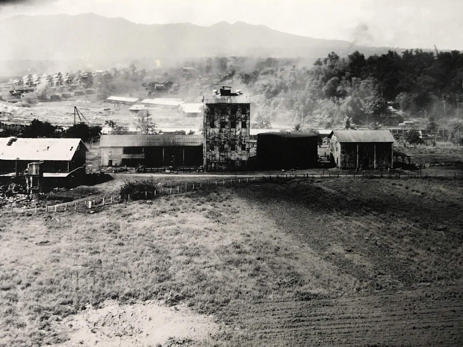 Industrial Complex (Sugar Mill) with Village Backdrop, Philippines - 312th Bomb Group Target Photograph