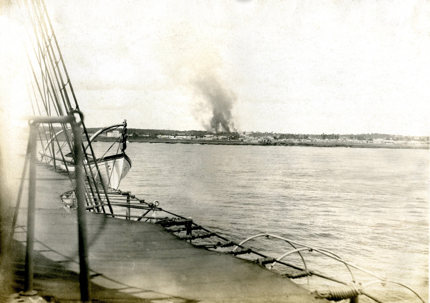 Burning of San Domingo, Dominican Republic - February 15, 1904 (Detail View), from a U.S. Navy Warship