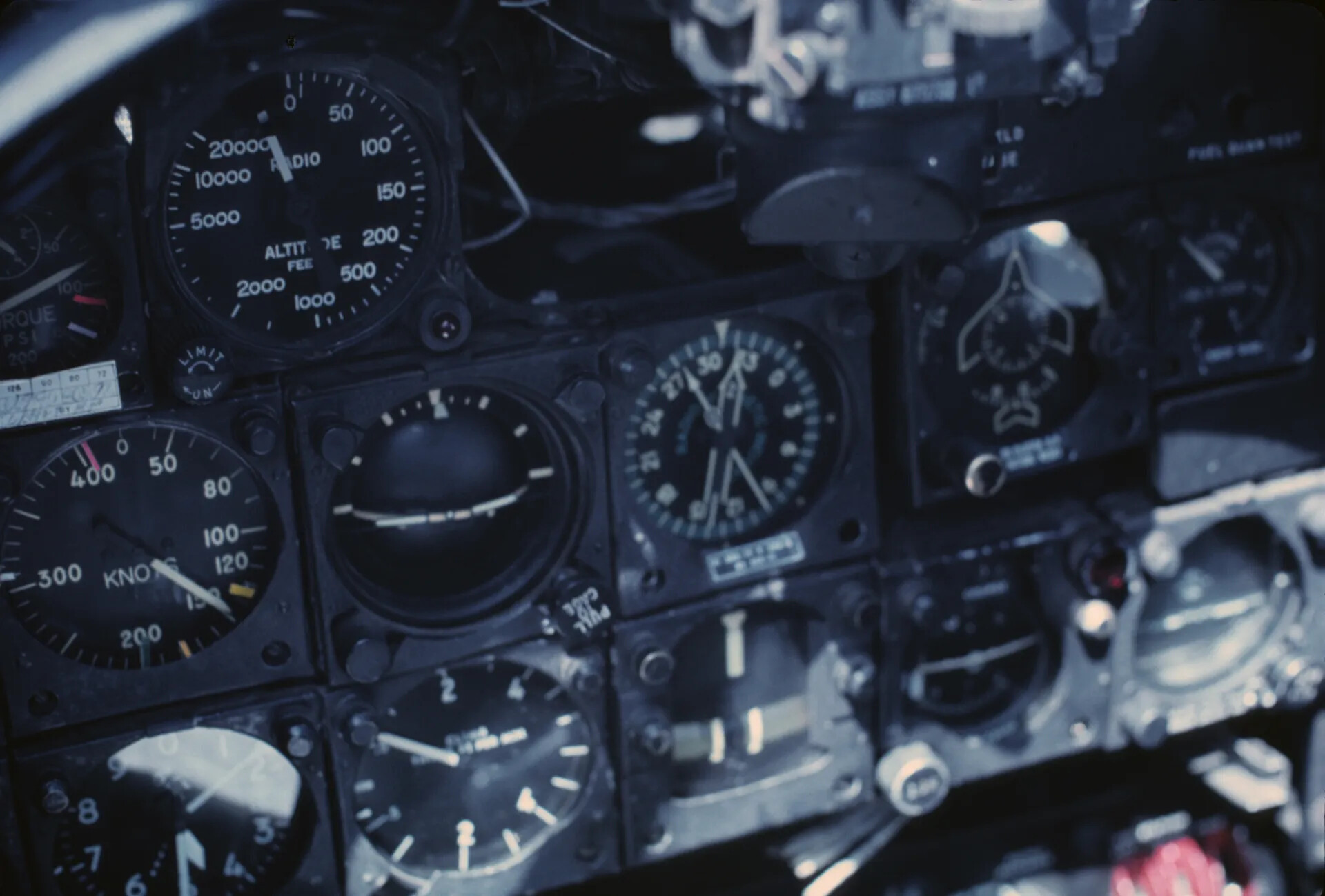 Aircraft Instrument Panel Detail, Vietnam-Era Attack Aircraft (Likely A-1 Skyraider)