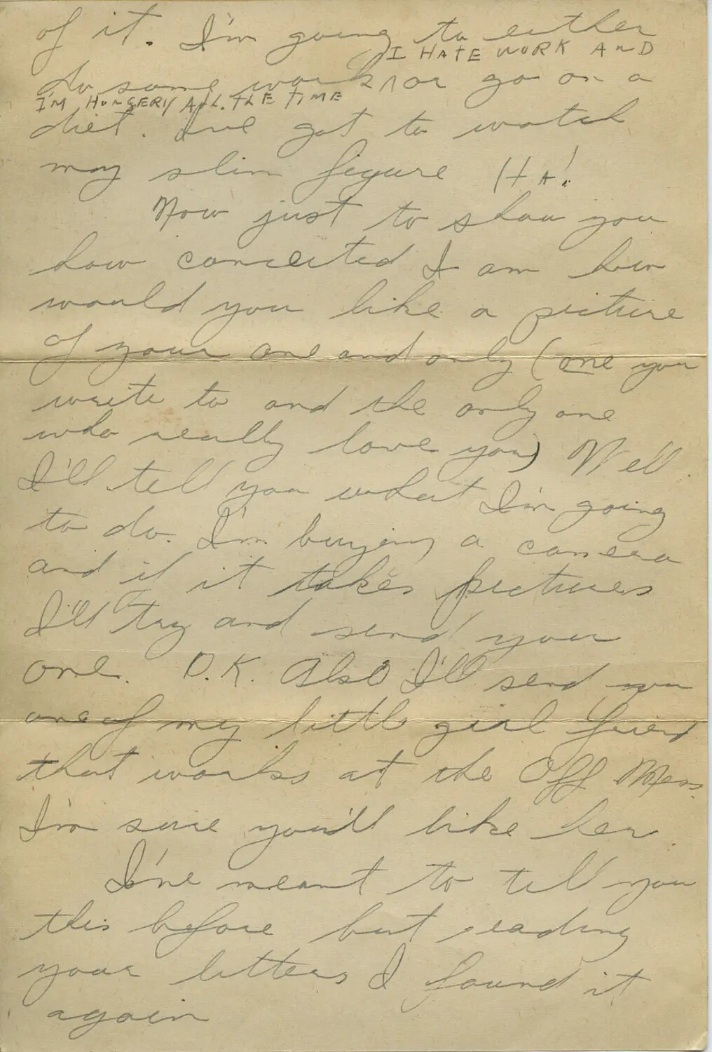 Handwritten Letter Page, Moon-Sammiet WWII Correspondence Collection