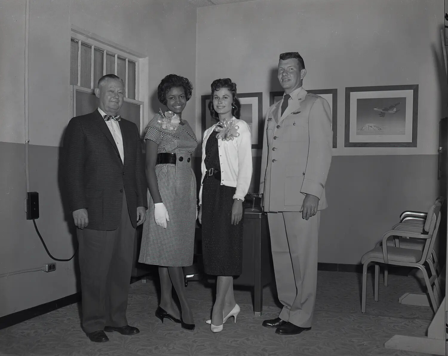 Formal Group Portrait with Air National Guard Officer and Civic Guests, Office Setting (Alternate Exposure)