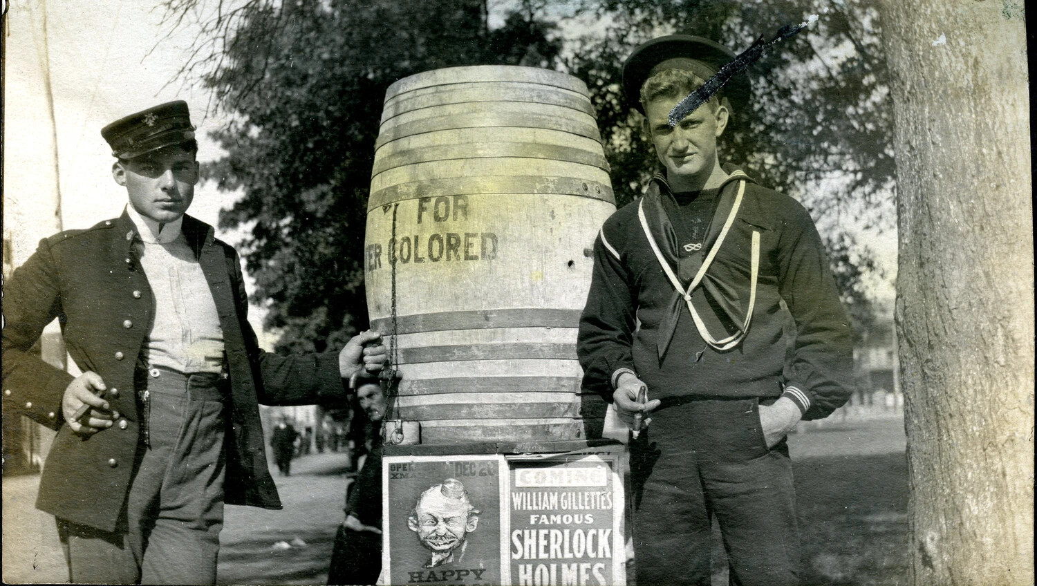 Sailors at a Segregated Public Drinking Fountain, Pensacola, Florida — USS Columbia Album, c. 1898-1910s