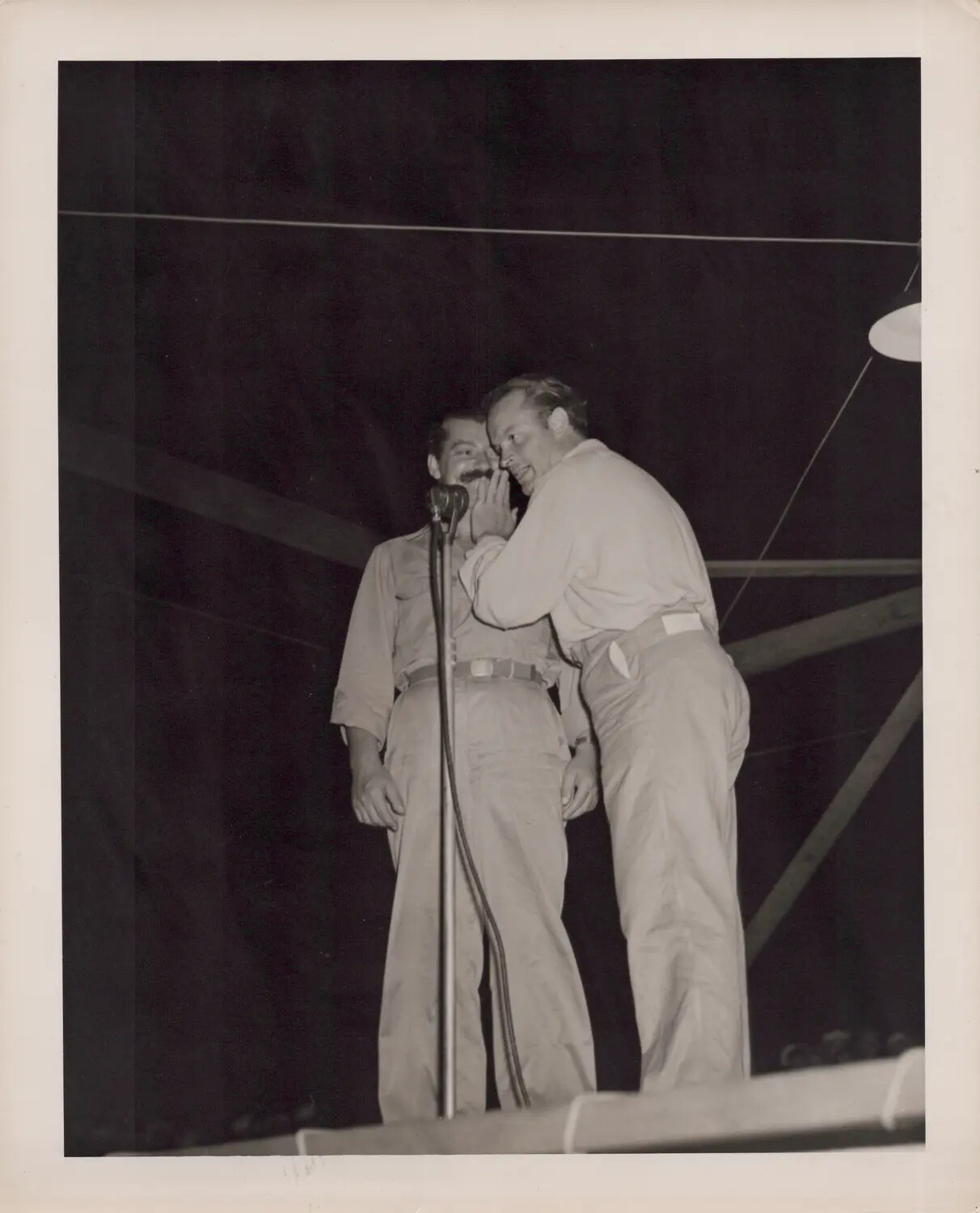 Servicemen Performing Comedy Skit on Stage, World War II-Era Photograph