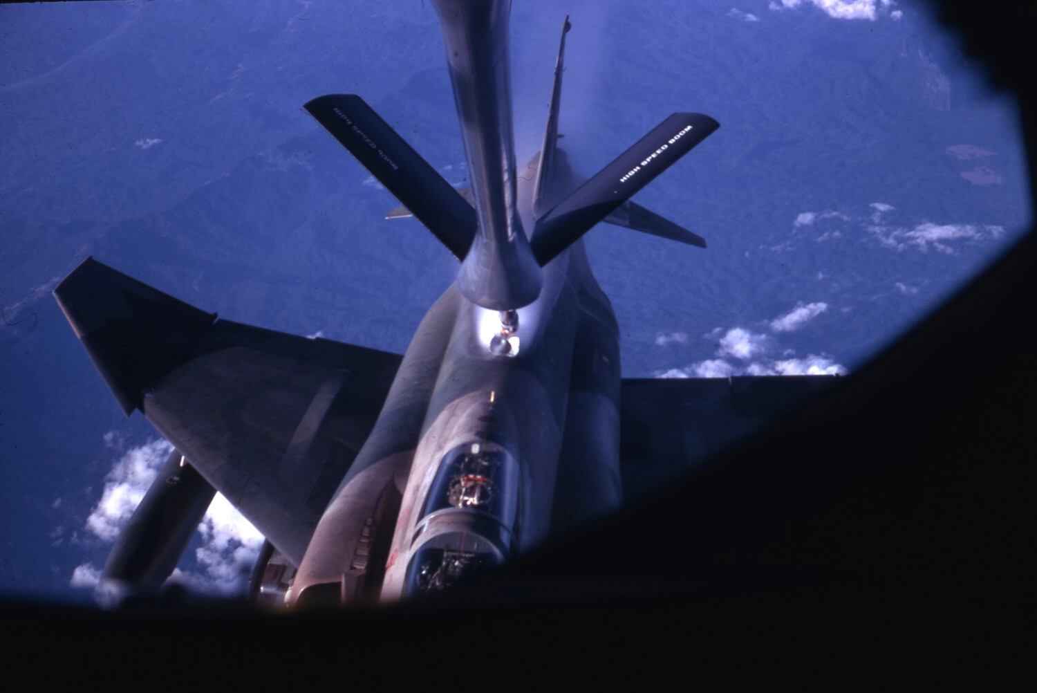 KC-135 Stratotanker Boom Operator's View During Aerial Refueling of a Tactical Jet, Vietnam War Era