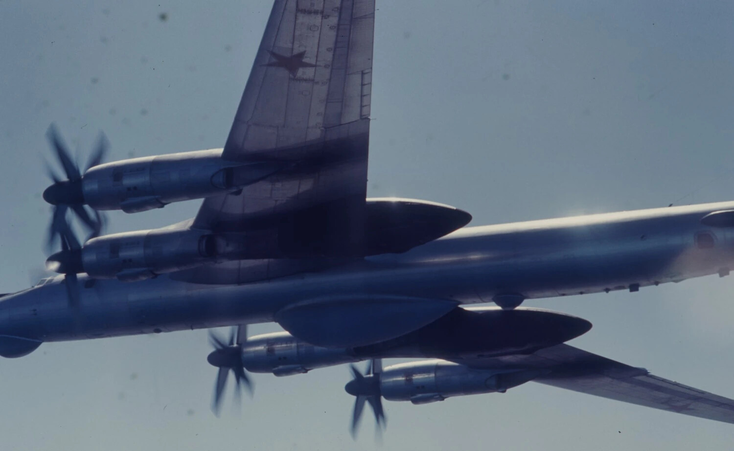 Soviet Long-Range Turboprop Aircraft (Tu-95 'Bear'-type) Photographed During an Airborne Intercept, USS Ticonderoga Collection