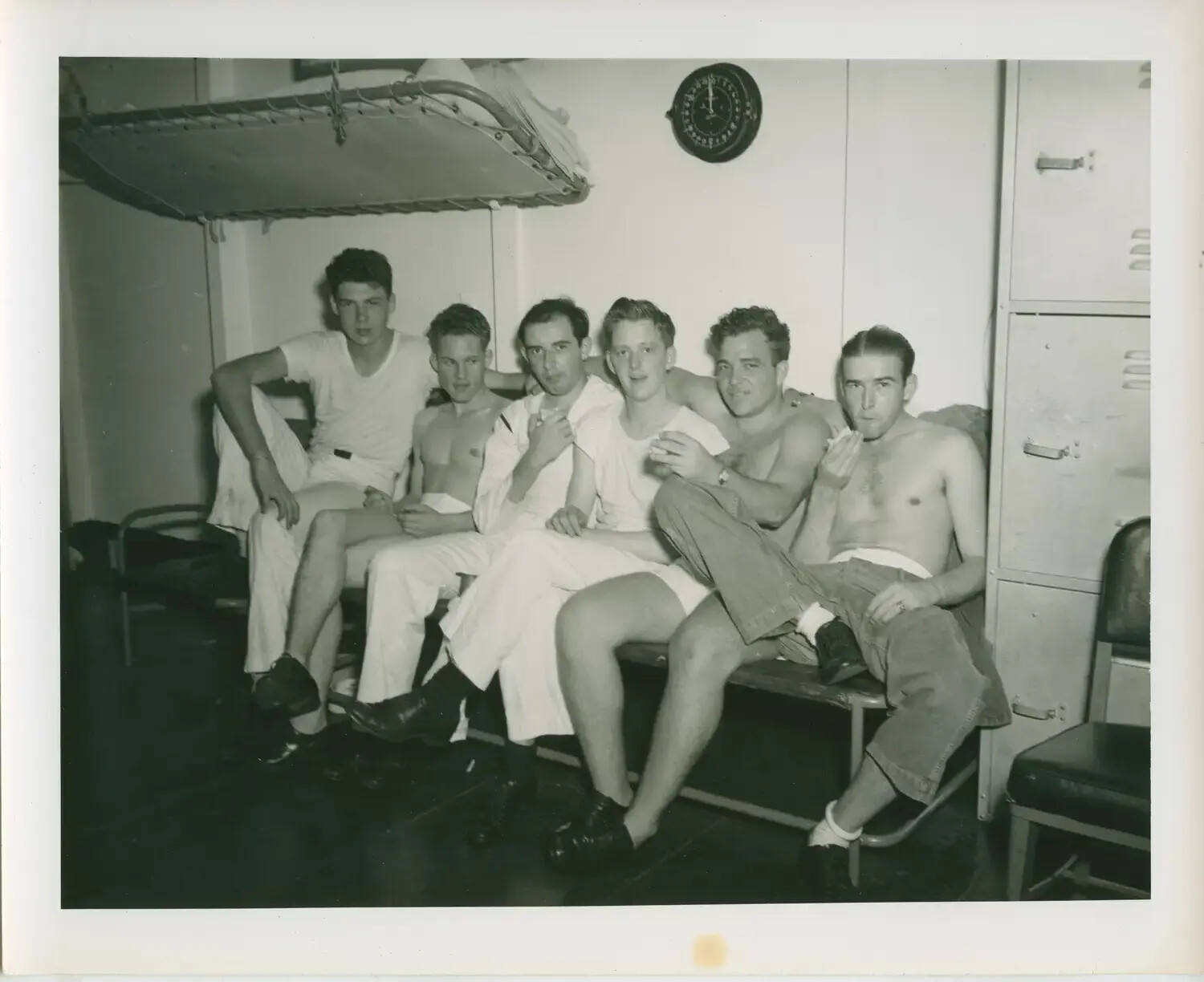 USS Petrof Bay (CVE-80) Crew Members in Berthing Compartment, World War II
