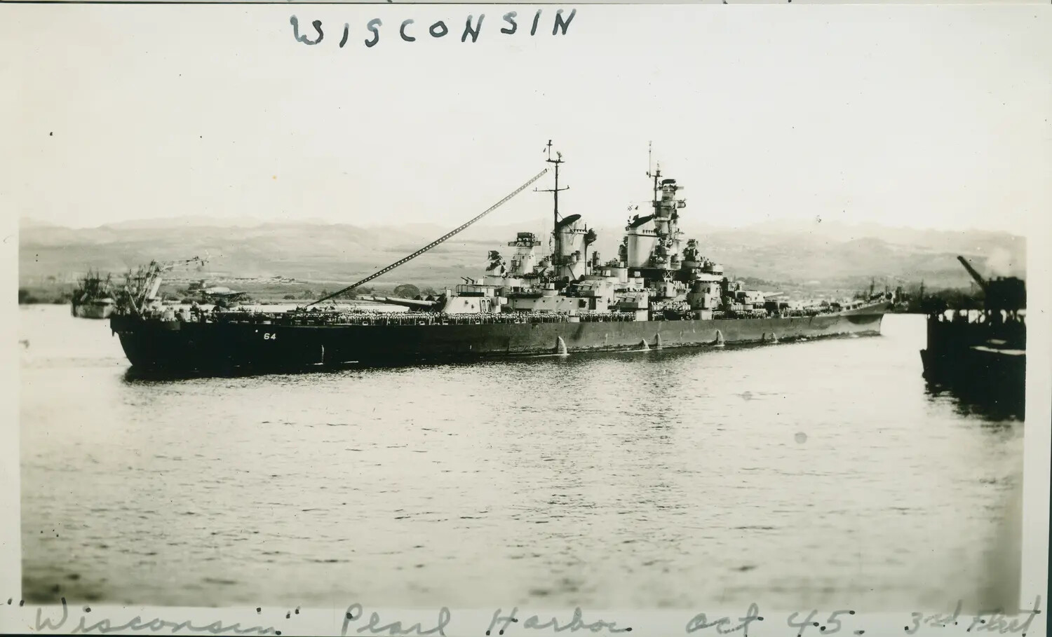 USS Wisconsin (BB-64) at Pearl Harbor, October 1945