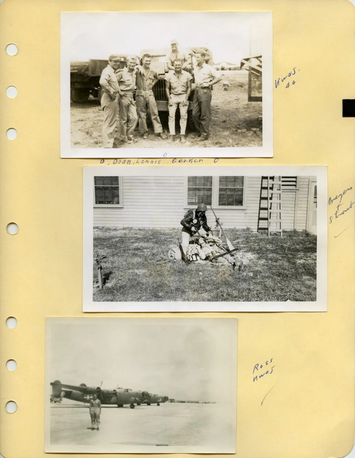 Photo Album Page: Kwajalein Personnel and B-24 Liberators, 1944 - McAleer Collection
