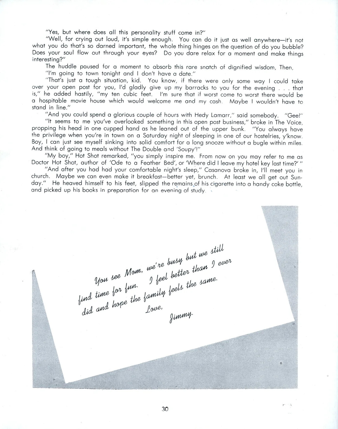 Pre-Flight Training Booklet, Page 30 — Cadet Barracks Dialogue and Letter Home (345th Bomber Group Publications)