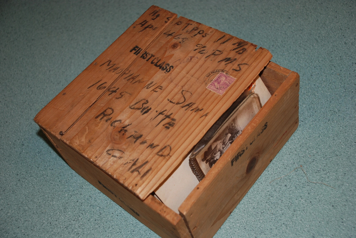 Hand-Addressed Wooden Mailing Crate, WWII Moon/Sammiet Family Correspondence