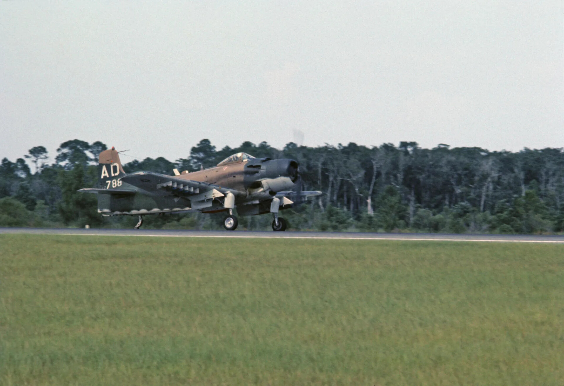 Douglas A-1 Skyraider "AD-788" on Takeoff/Landing Roll, Stateside Training Base