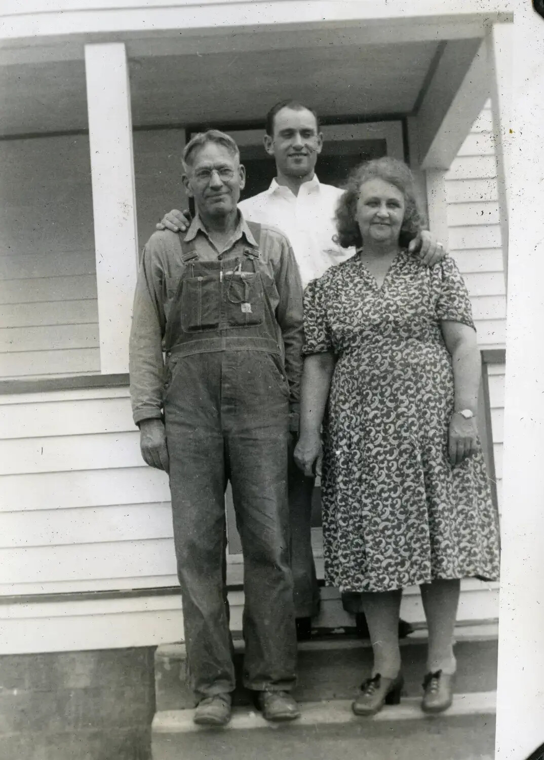Family Portrait on Porch Steps, USS Maryland Photo Album, Late 1930s/Early 1940s
