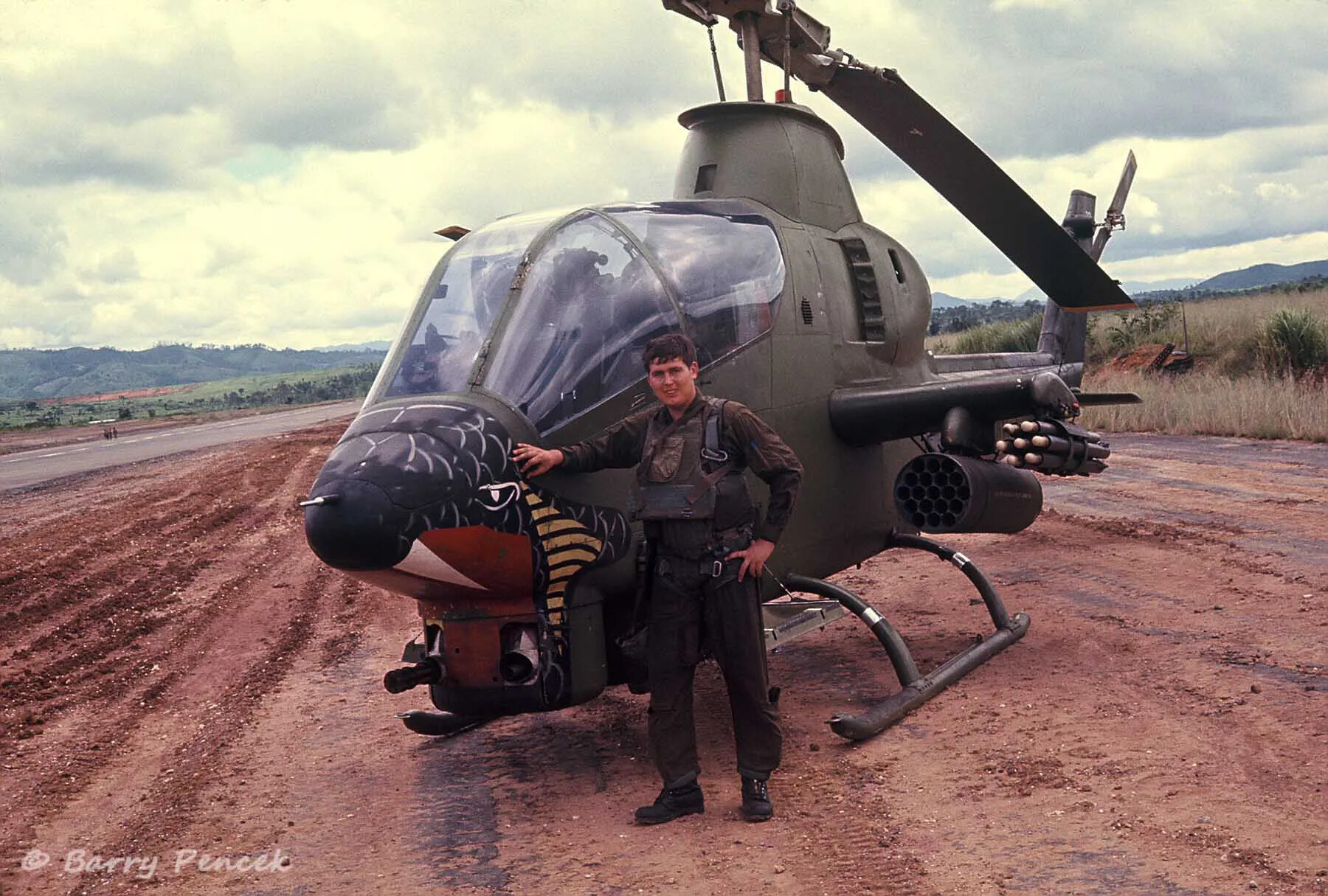 Army Aviator with AH-1 Cobra Gunship 'Snake' Nose Art, Barry Pencek Collection
