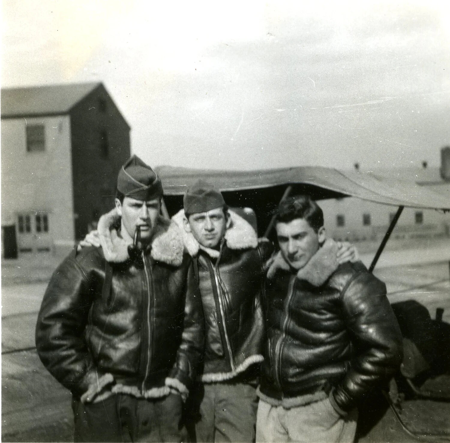 Three U.S. Army Air Forces Airmen in Flight Jackets, WWII Photo Album