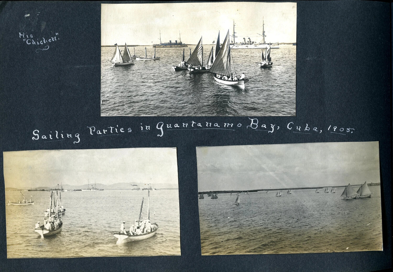 Album Page: 'Sailing Parties in Guantanamo Bay, Cuba, 1905'