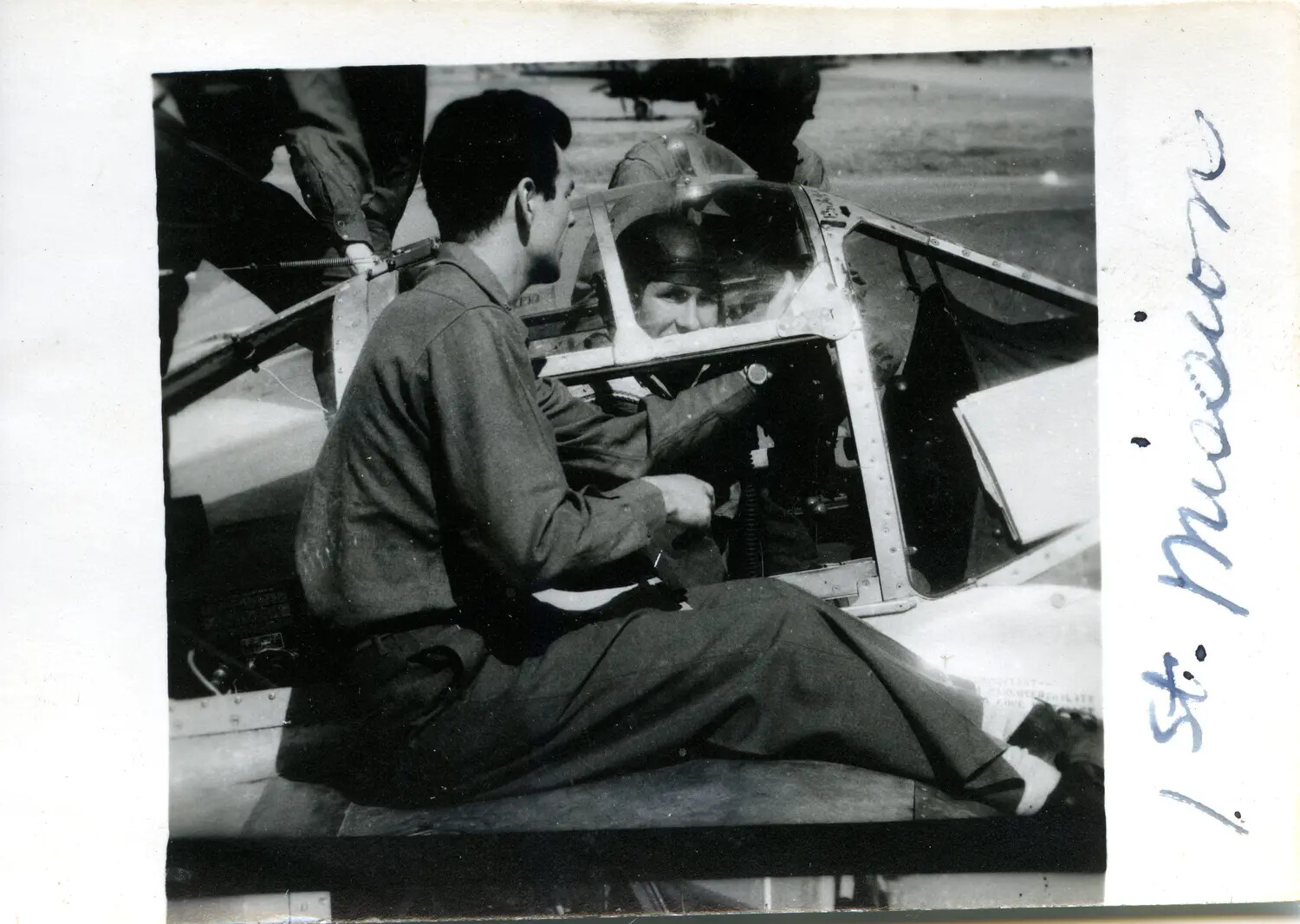Fighter Pilot in Cockpit with Ground Crewman, China-Burma-India Theater, WWII