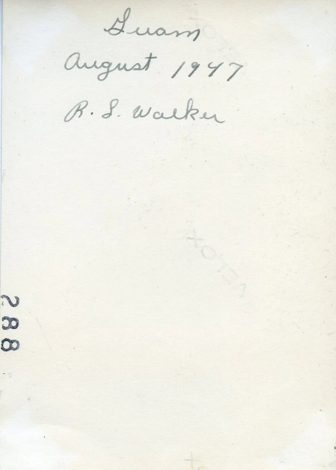 Handwritten Photograph Caption (Verso), 'Guam, August 1947, R.S. Walker' - VR-6 Naval Air Transport Squadron Album