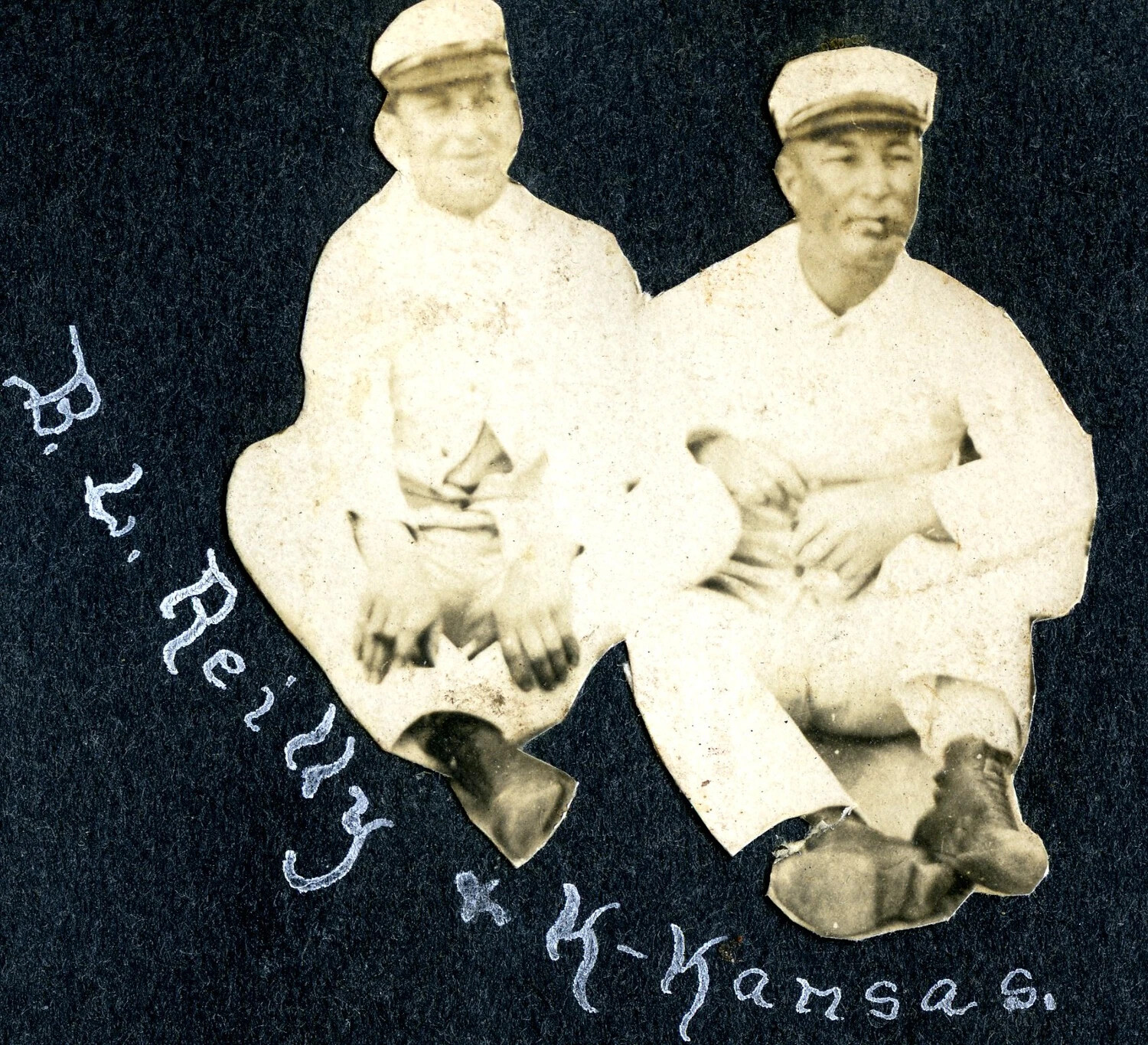 Cut-Out Photograph of Two Sailors, 'B.L. Reilly' and Companion from Kansas, USS Columbia Album