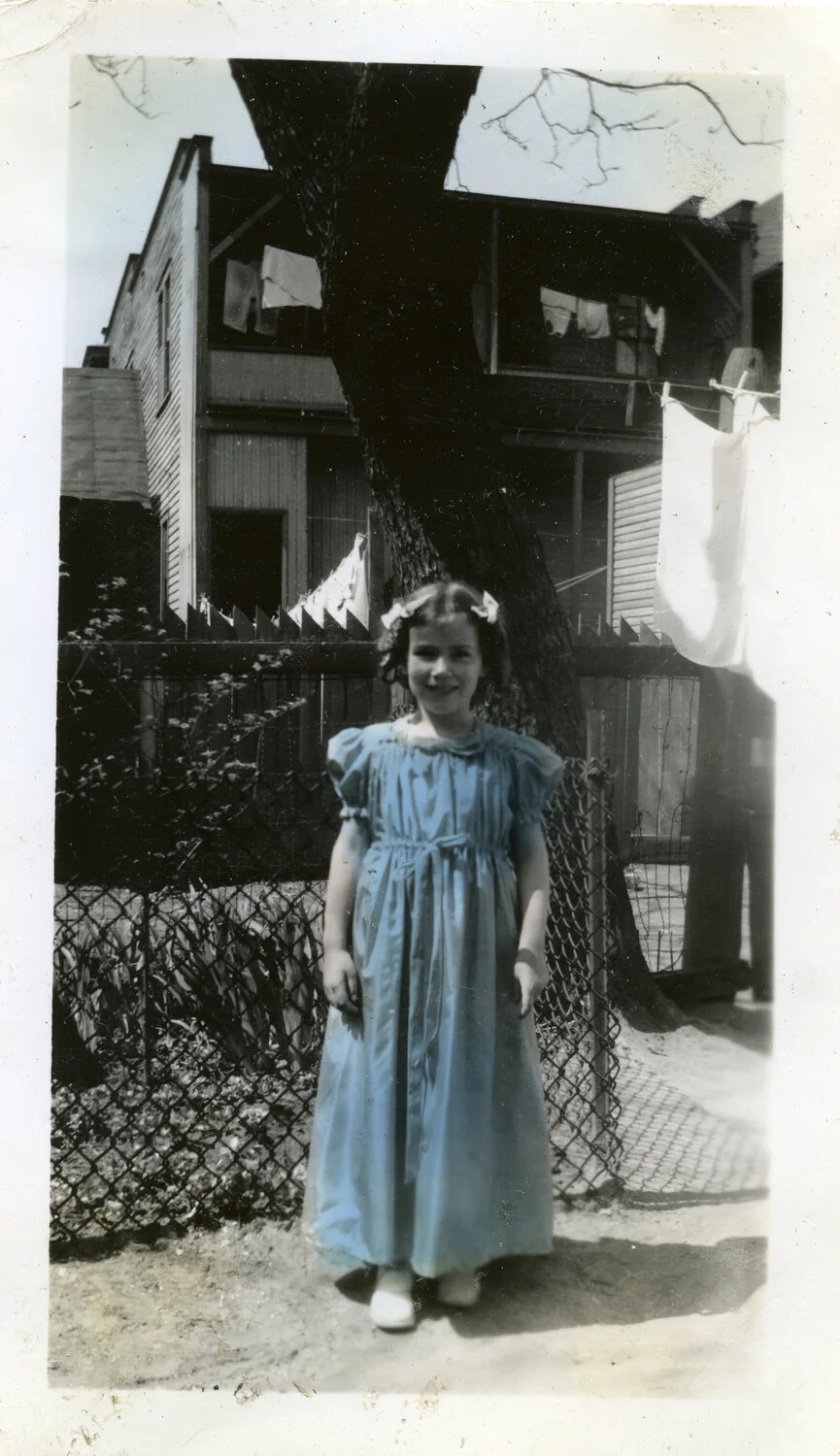 Young Girl in Blue Dress, Home-Front Snapshot, WWII Kwajalein Album