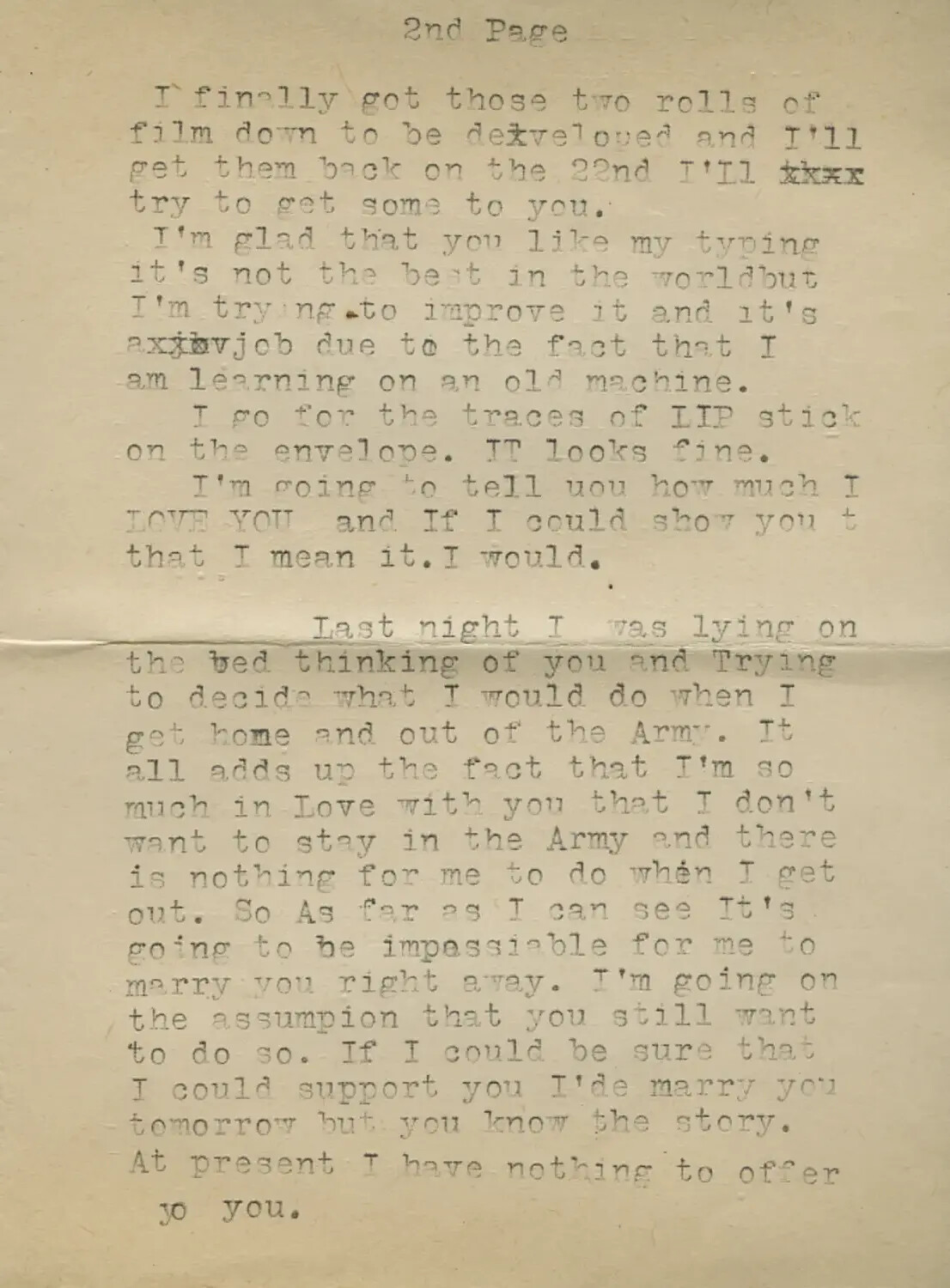 Handwritten WWII Letter, "2nd Page" - Moon Sammiet Collection