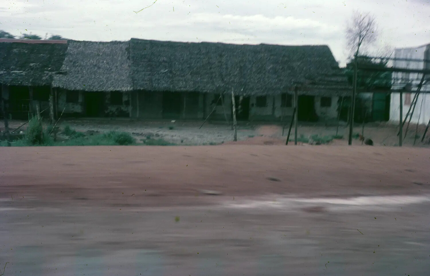 Thatched-Roof Village Dwellings Along a Rural Road, South Vietnam, 1965