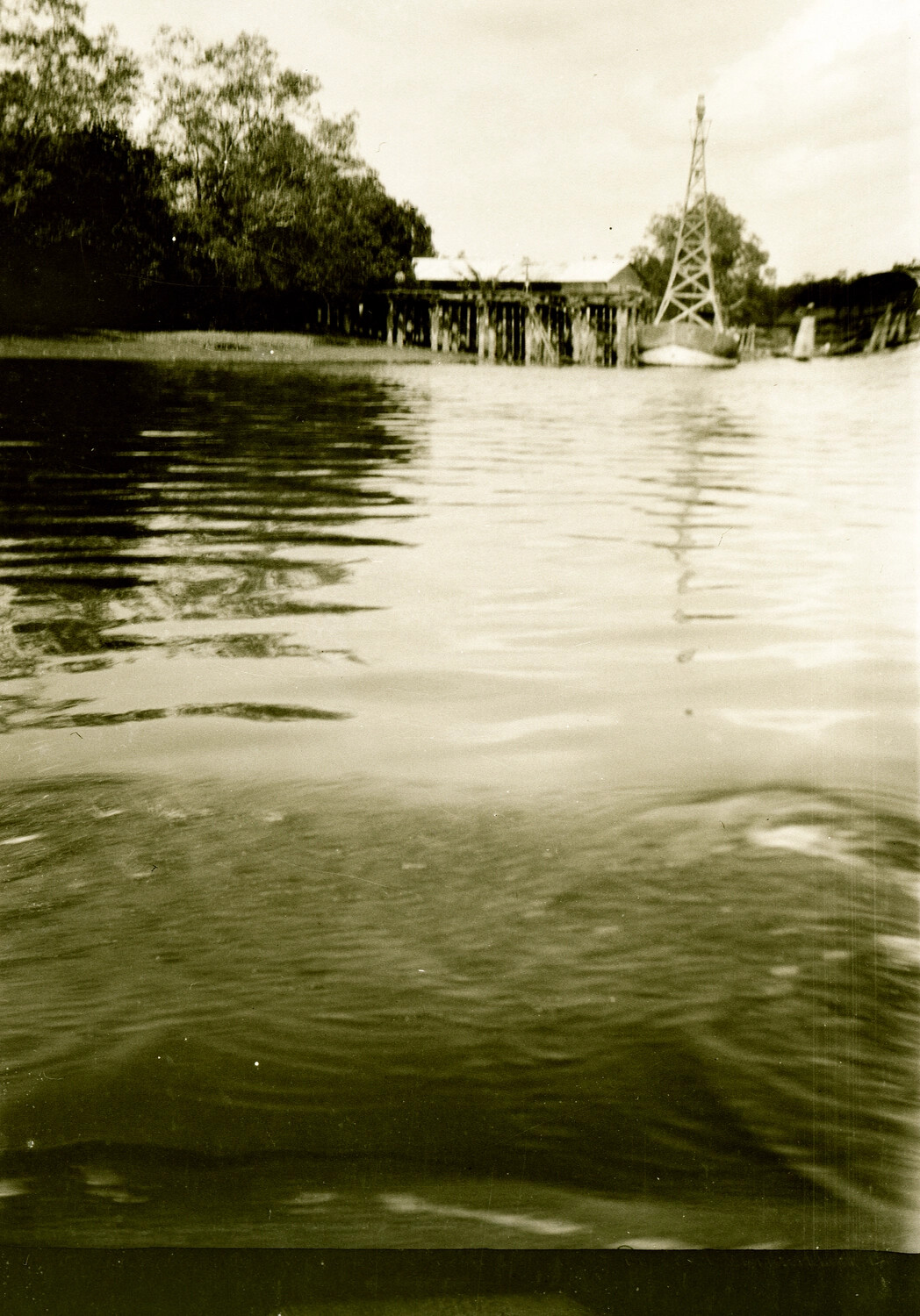 Riverside Wharf and Watchtower, China, 1930s (U.S. Navy China Station/Yangtze Patrol Collection)