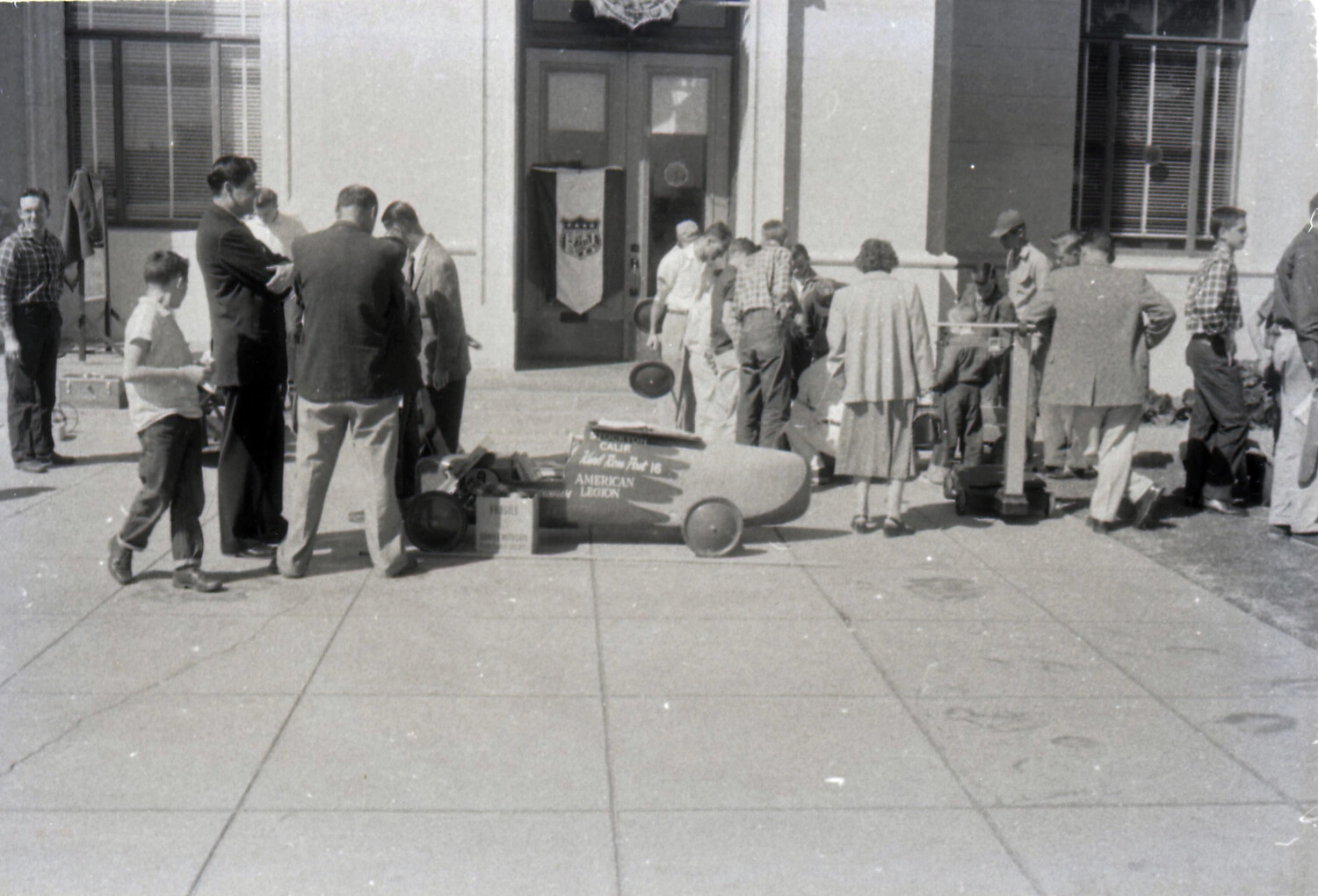 Civilian Soap Box Derby Event, American Legion-Sponsored Racer, Community Gathering (Non-Naval Subject, Misfiled in USS Yorktown Slide Collection)