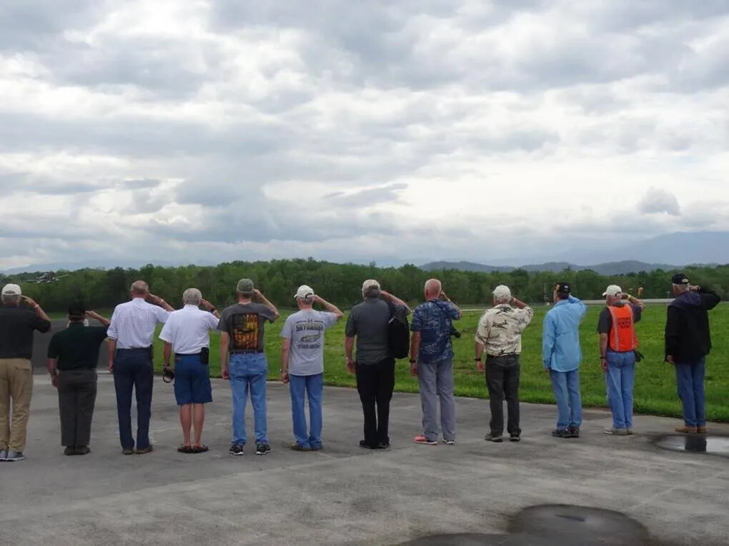 Group Salute During 'Last Flight' Tribute at Mel Swanson Day