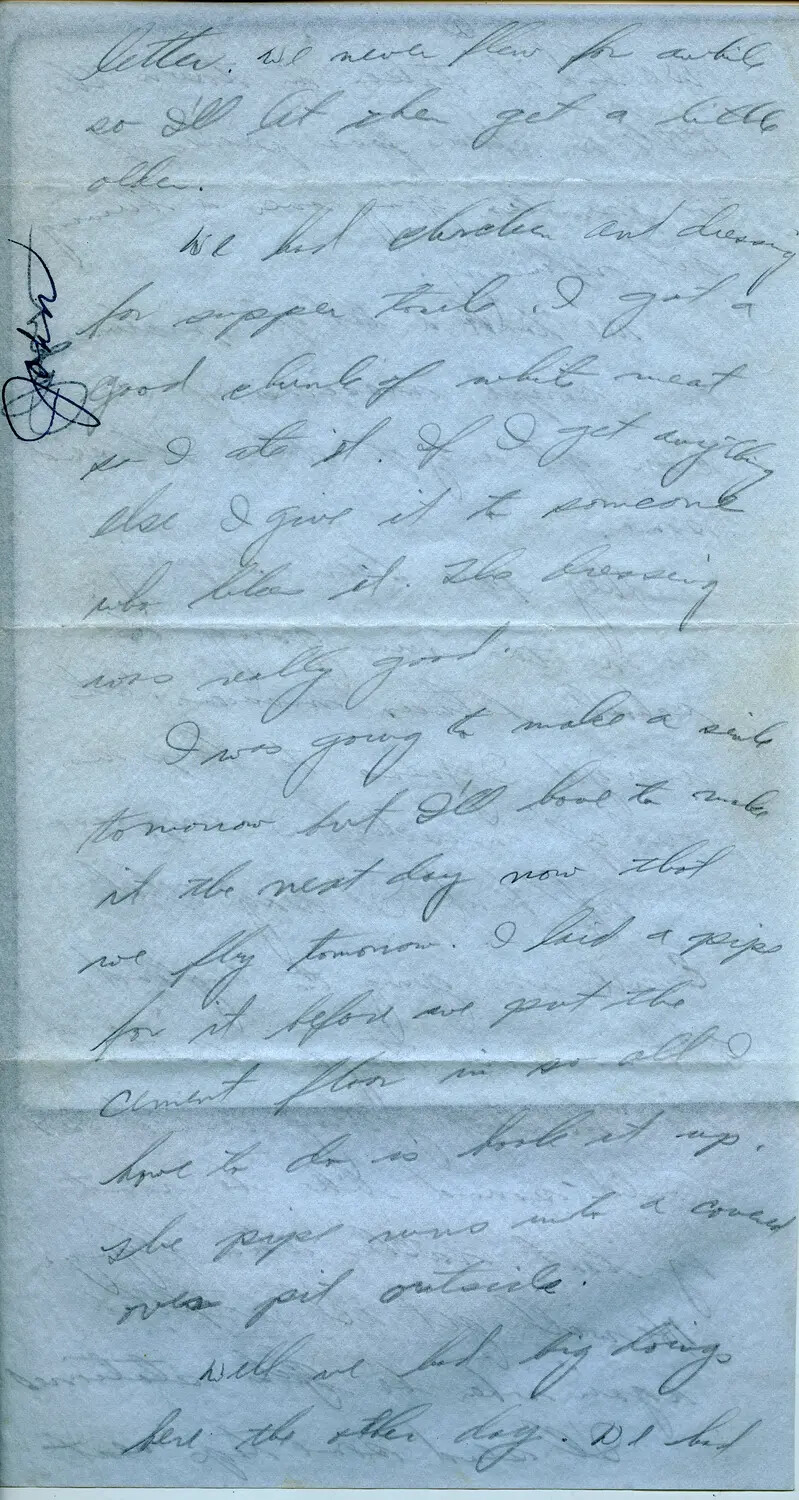 Handwritten WWII Letter, B-24 Belly Gunner Margaroli Collection, 1944