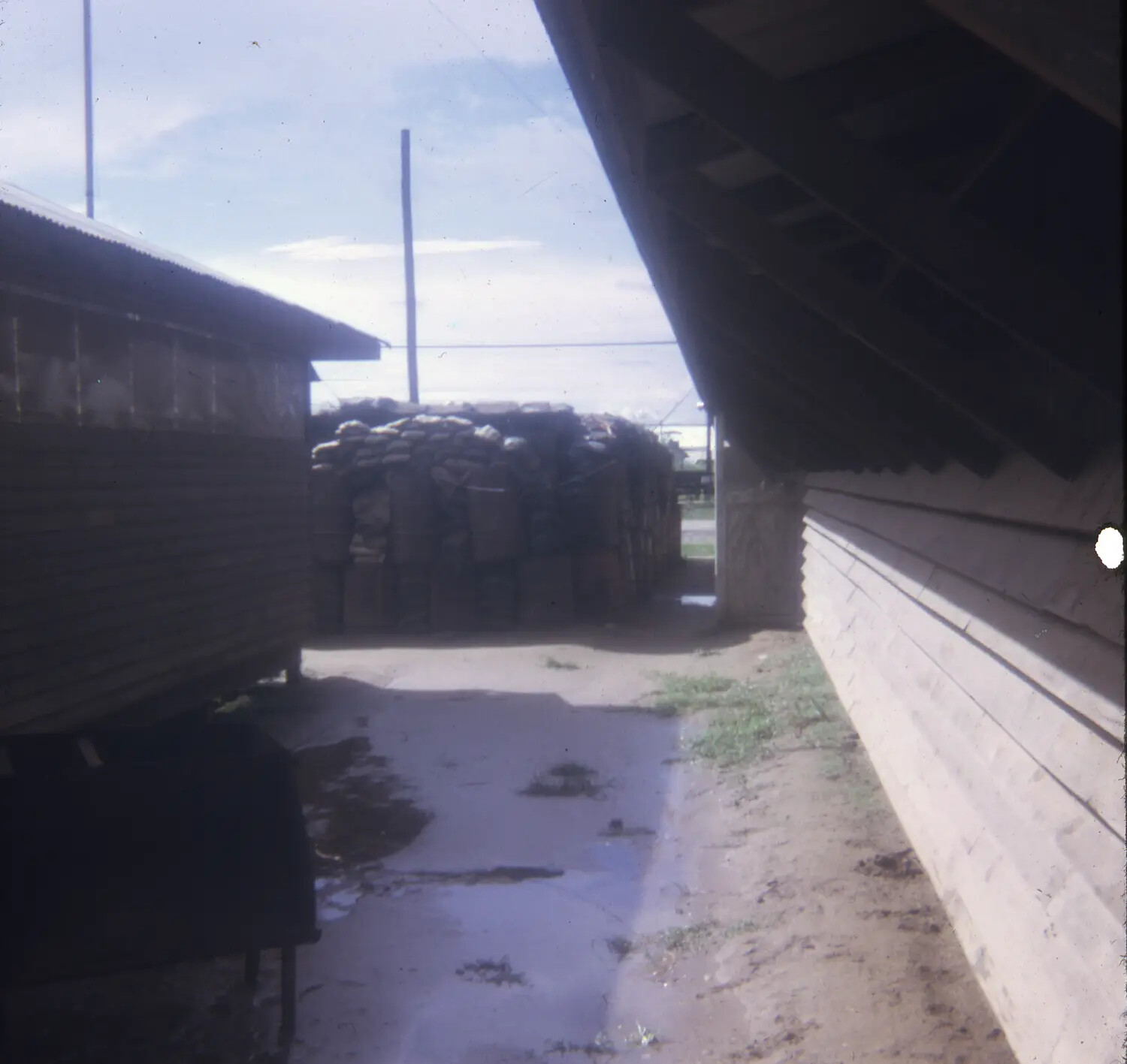 Passageway Between Barracks Buildings with Sandbag Revetment, Vietnam War Era