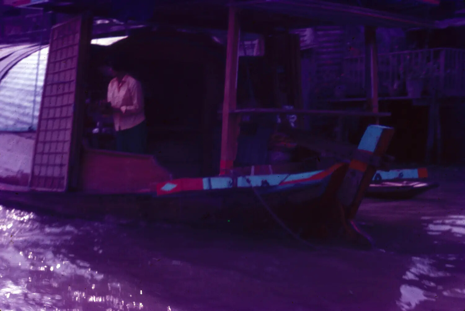 Vietnamese Riverside Dwelling and Traditional Boat, 1965 (3rd Tactical Fighter Wing Collection)
