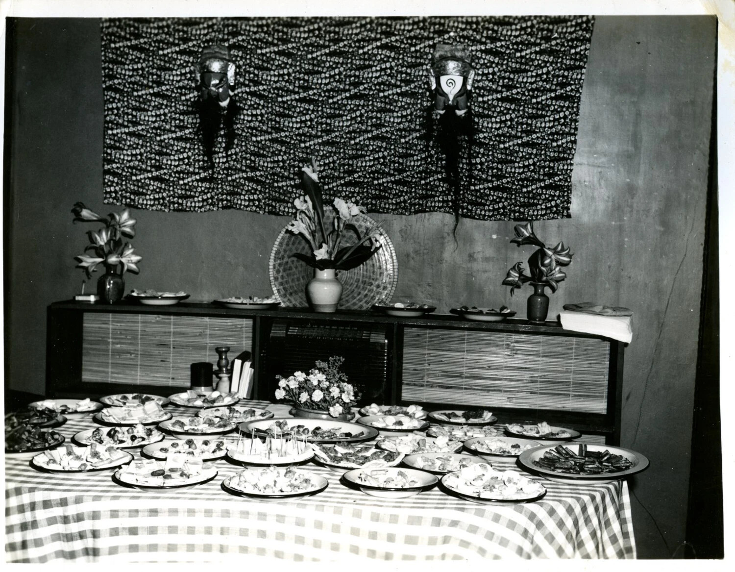 Buffet Reception with Burmese Marionette Wall Display, CBI Theater