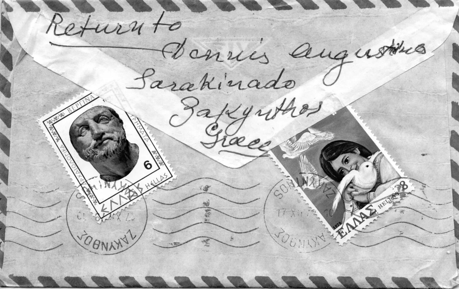 Greek Airmail Envelope with Return Address, Lt. Bancroft Collection Printed Material