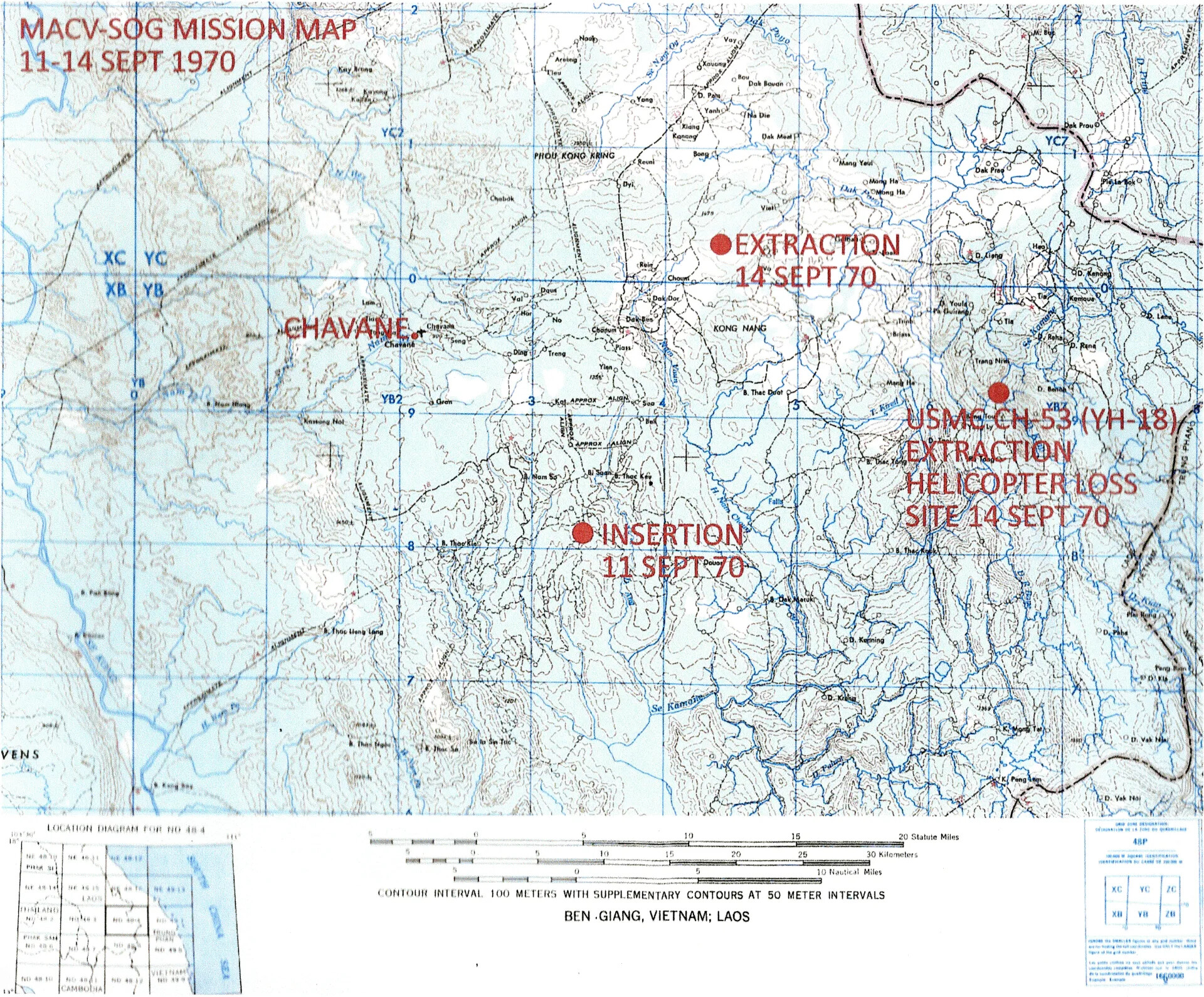 MACV-SOG Mission Map, 11-14 September 1970 (Operation Tailwind Area of Operations)