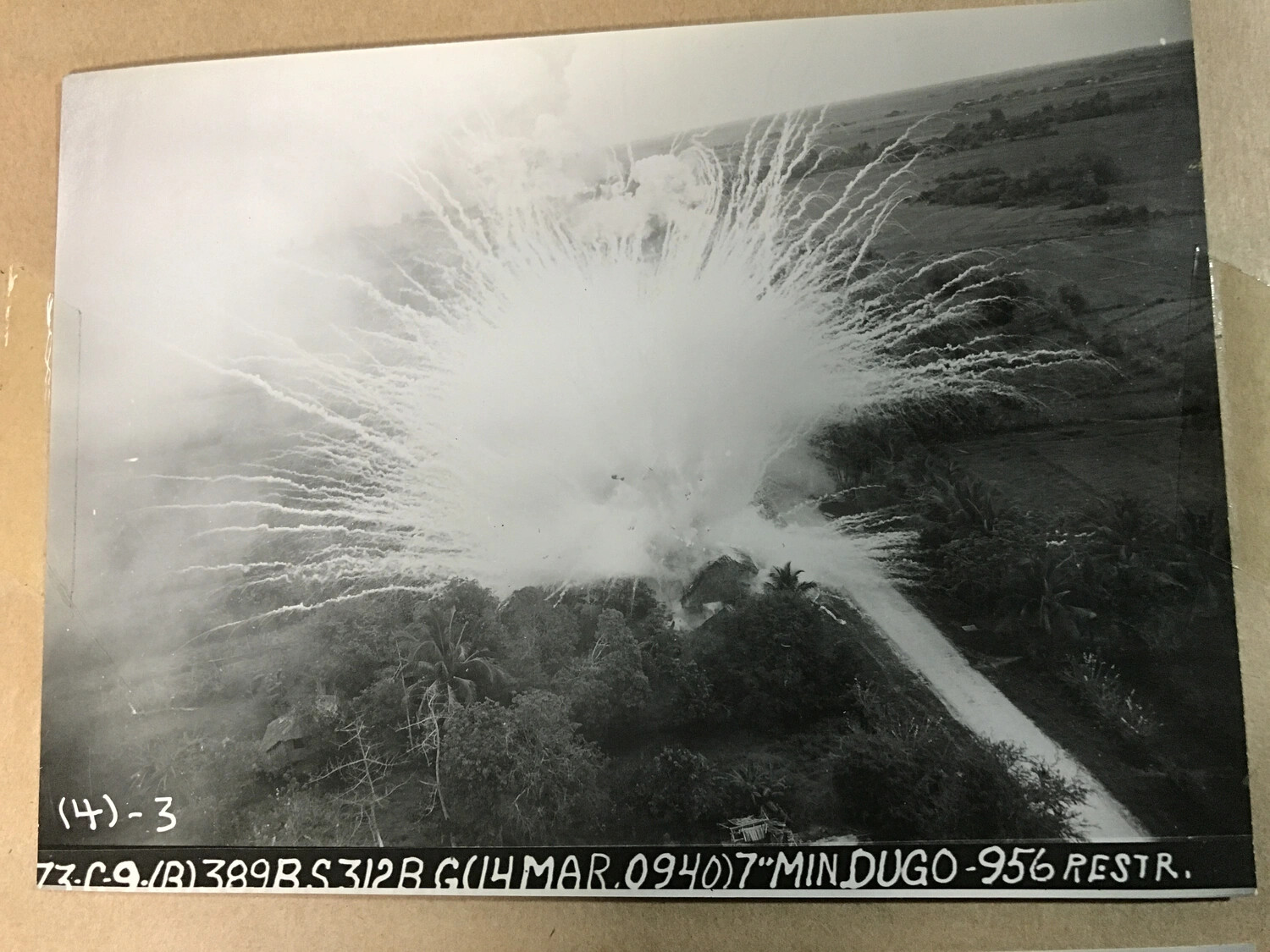 Aerial Strike Photograph of Bomb Detonation Near Dugo, Philippines - 389th Bomb Squadron, 312th Bomb Group