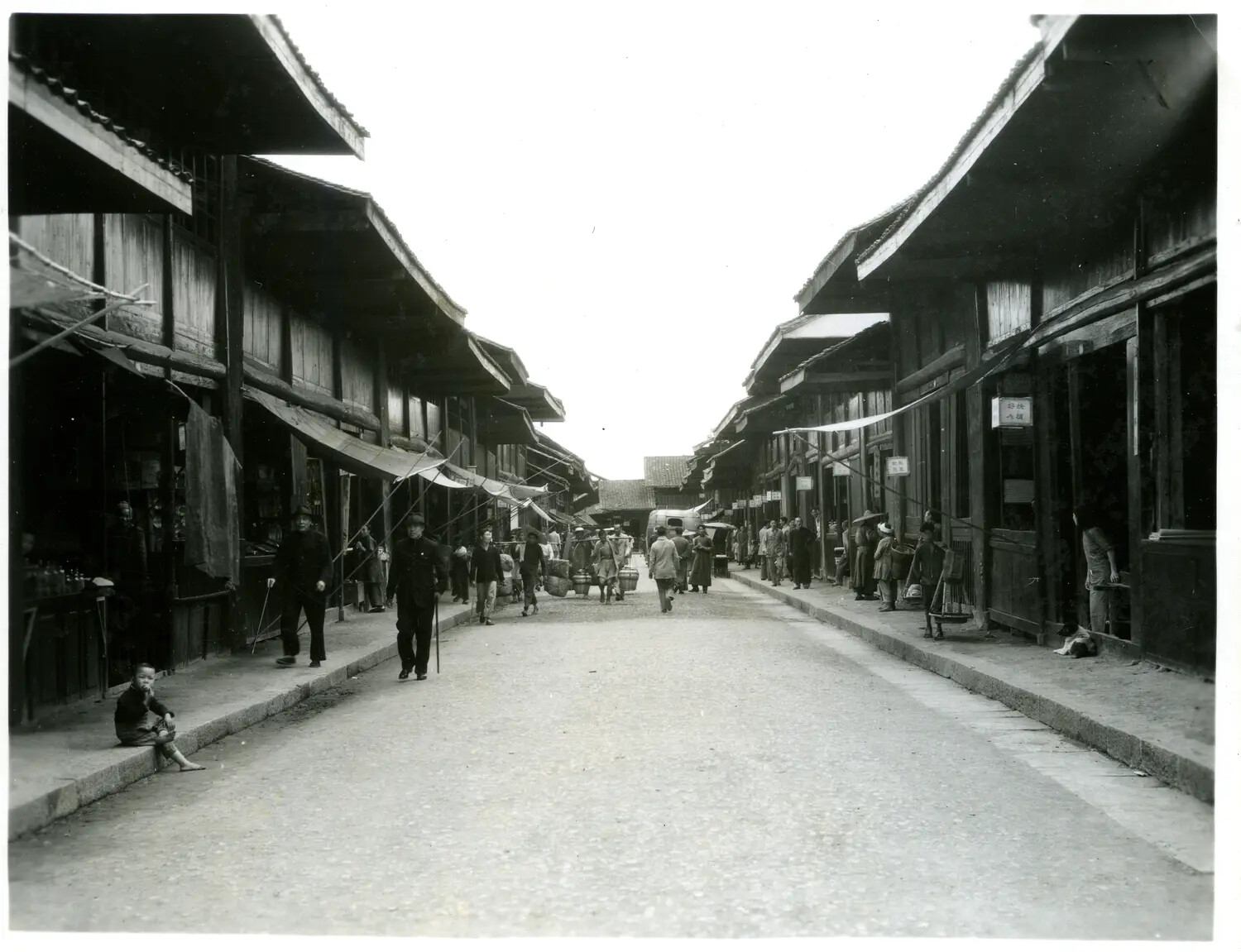 Street Scene in a China-Burma Theater Market Town, WWII Era