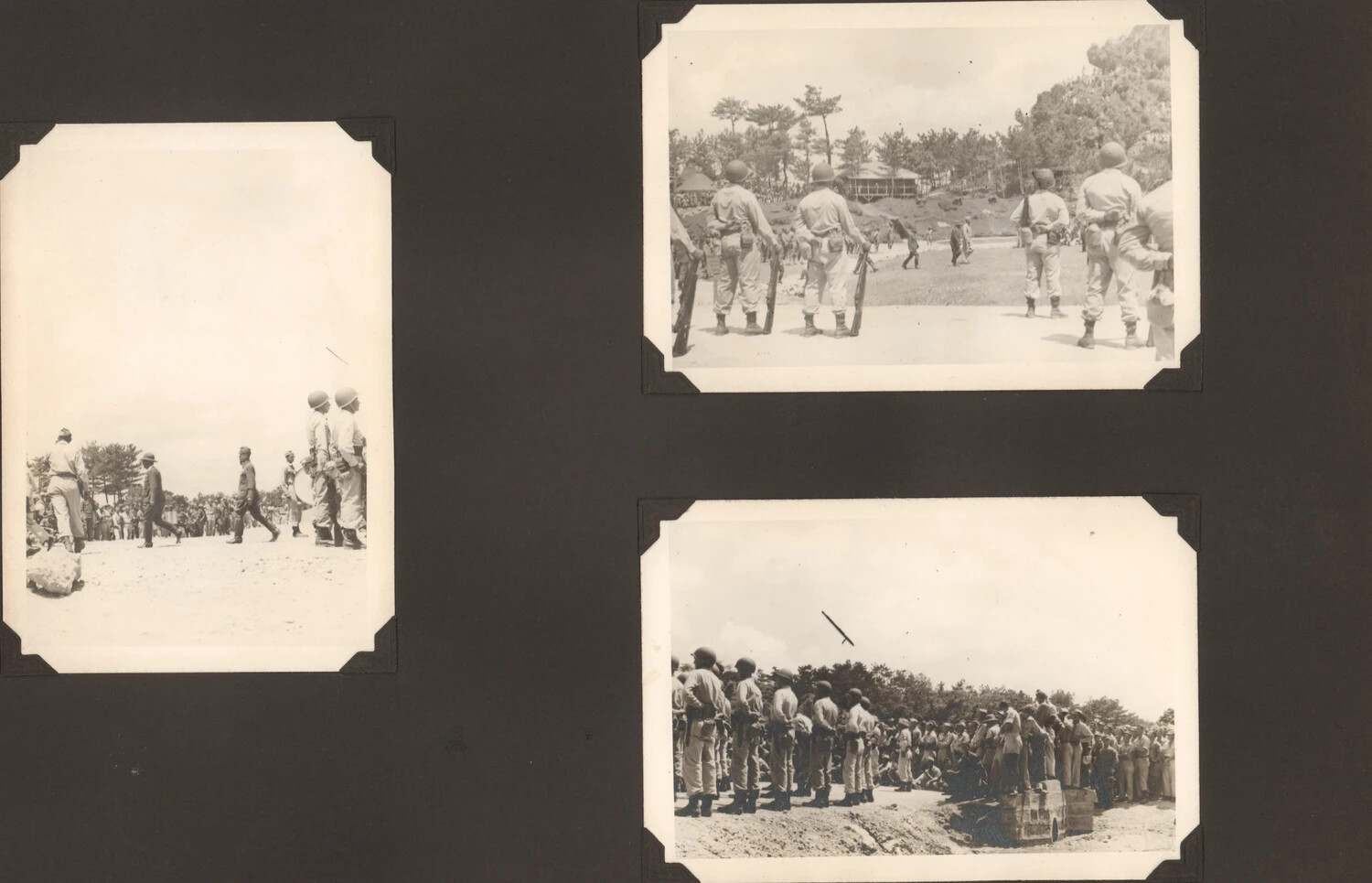 Album Page: American Occupation Troops and Gathered Crowd, Japan, WWII/Post-War Era