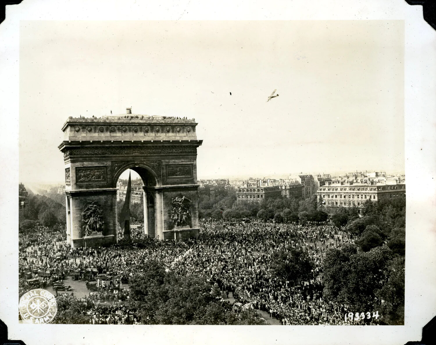 Crowds at the Arc de Triomphe, Liberation of Paris, August 1944