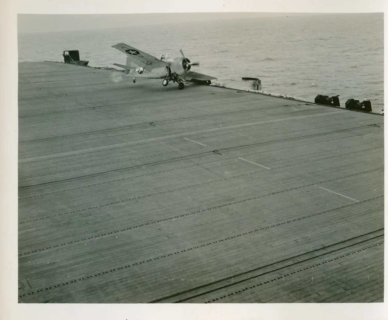 FM-2 Wildcat Fighter on Flight Deck, USS Petrof Bay (CVE-80), World War II
