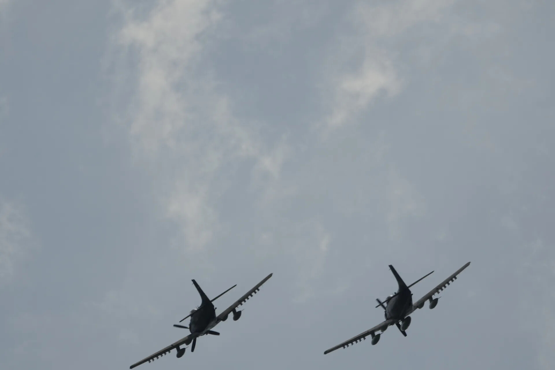 Two A-1 Skyraiders in Head-On Formation Flight, May 2019 Warbird Event