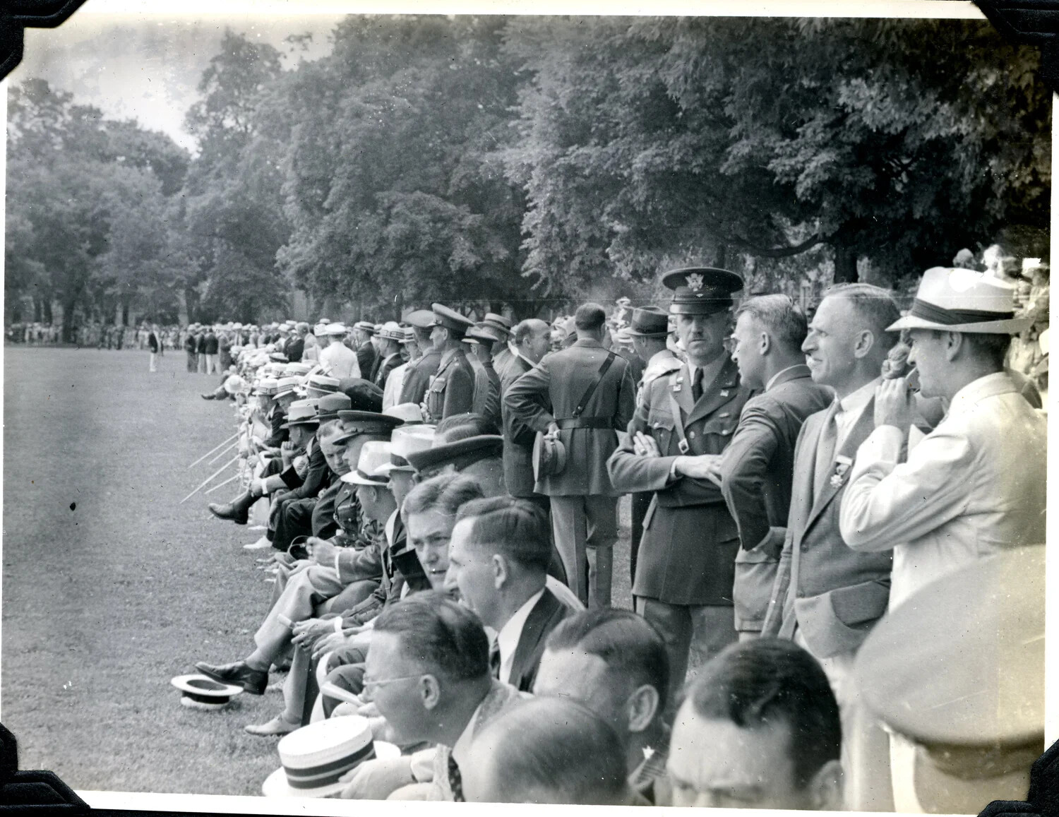 Dignitaries and Veterans Observing a Military Parade Review, Interwar Period