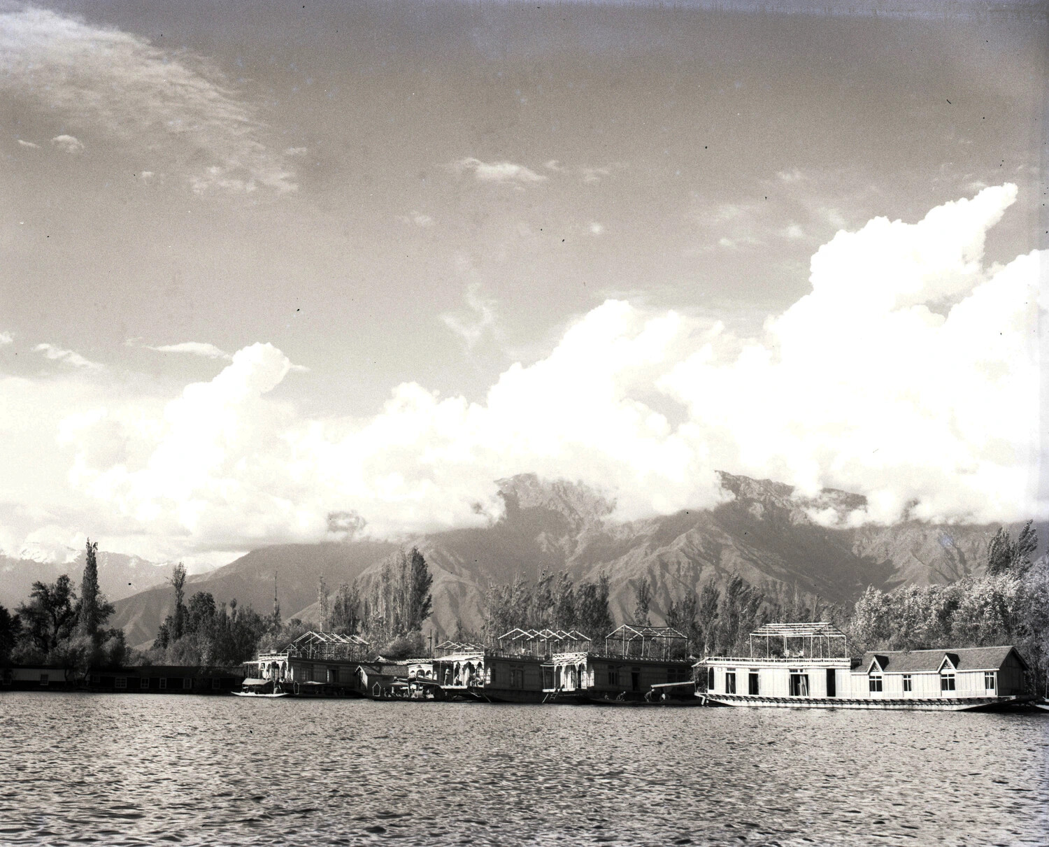 Kashmiri Houseboats on a Himalayan Lake - KOTEC China-Burma-India Collection, Kashmir Scenics