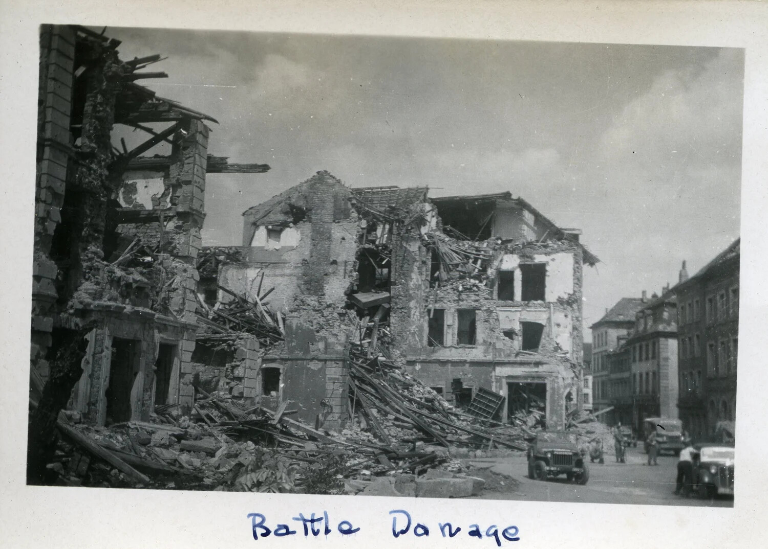 "Battle Damage" – Bombed Building Ruins in a European Town, WWII (44th Infantry Division, Norman Baget Collection)