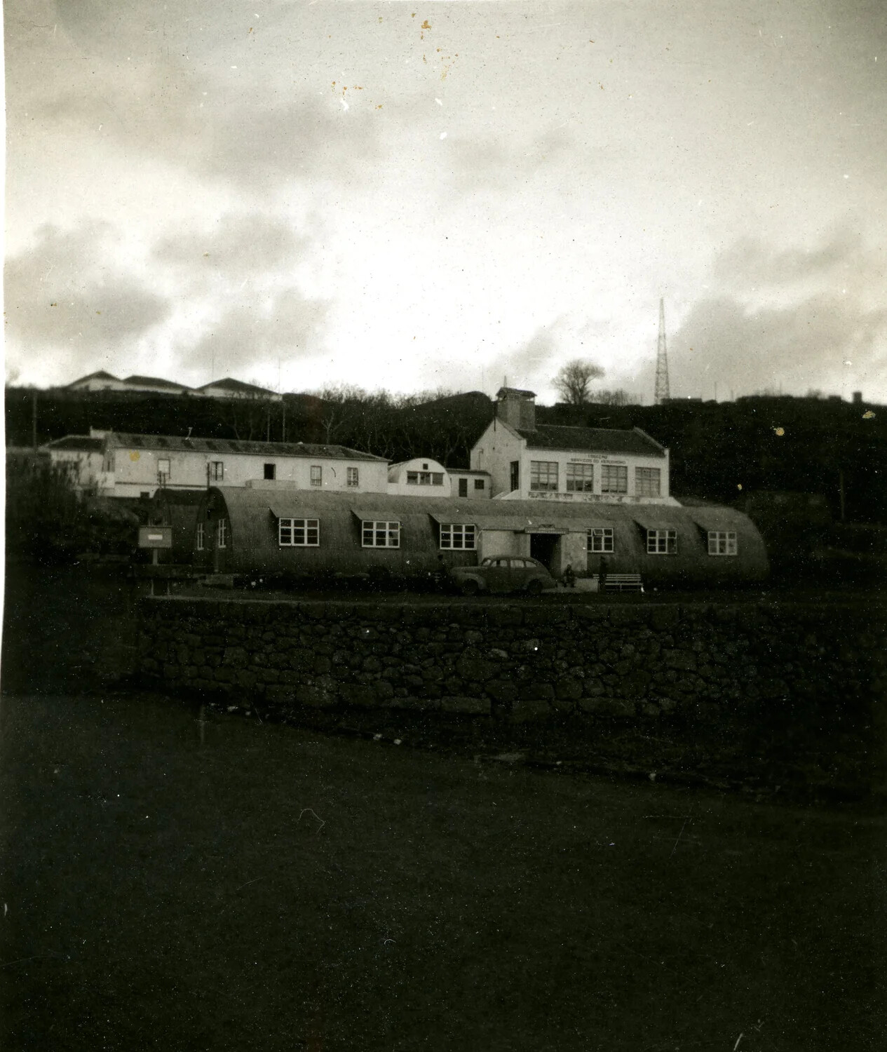 Airfield Buildings with Quonset Hut, Likely Azores Air Base, 1946