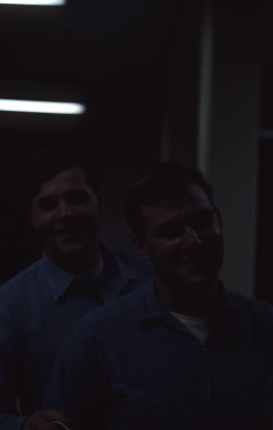 Two Sailors in Berthing Area, Candid Interior Portrait, USS Ticonderoga