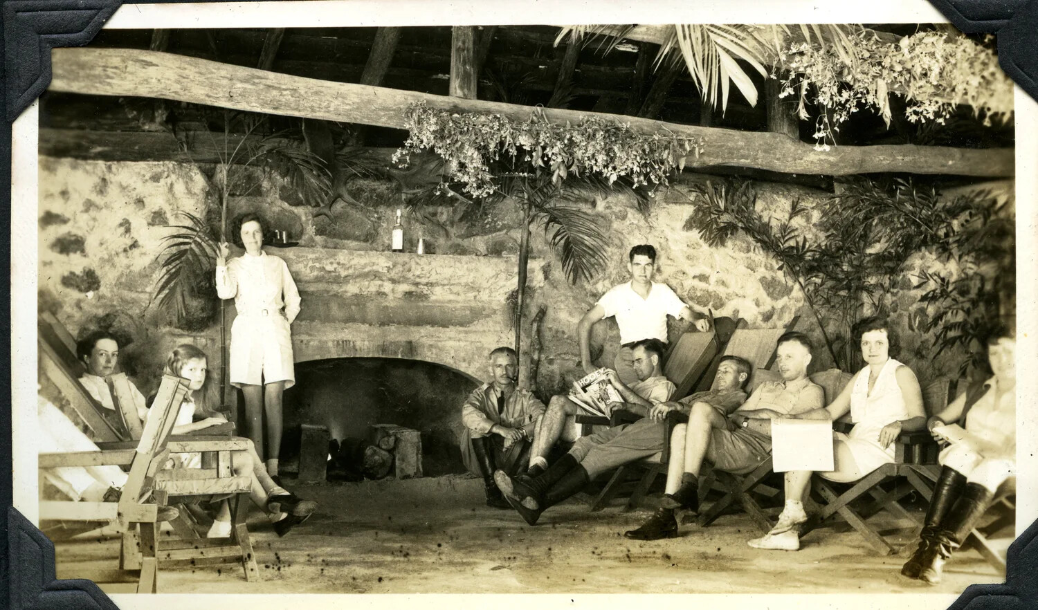 Officers and Families at a Tropical Post Social Gathering, Jervey Signal Corps Album