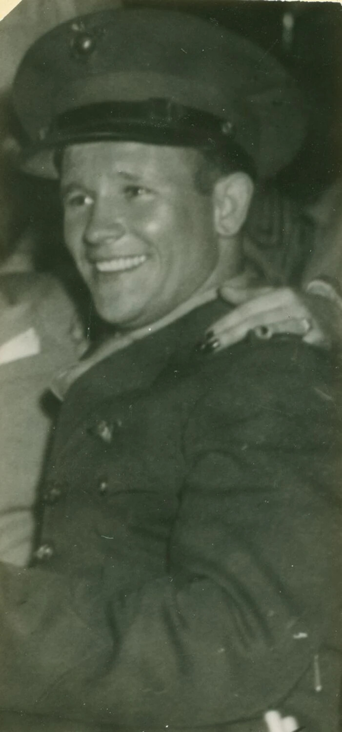 Smiling Marine in Dress Uniform, Pat McAleer WWII Album Portrait